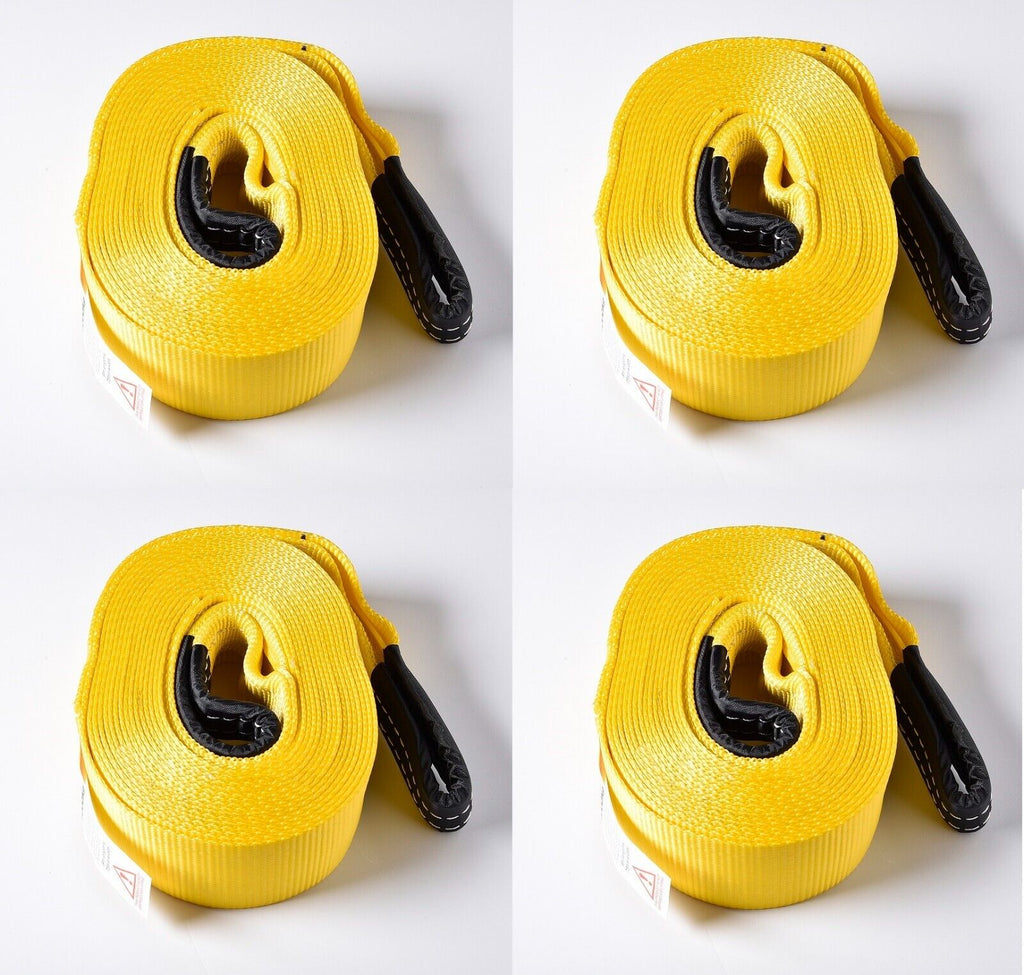 4x Tow Strap 30ft Winch Recovery Tree saver 3x30 3" 20000 lbs 9Ton OffRoad Snow