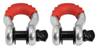 (2) 3/4" Bow Shackle BLACK Screw Pin Red Plastic noise reducer Protector Jeep CJ