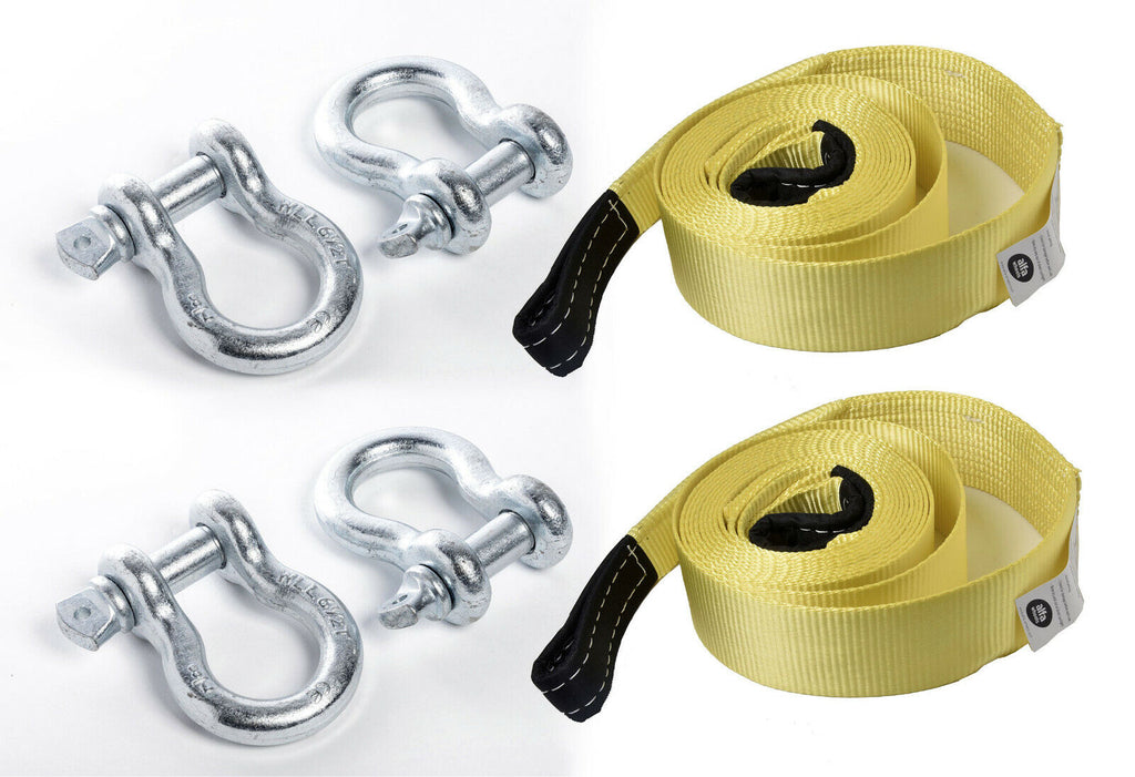 2x 3" 3x20ft 20000lbs Tow Strap winch tree saver w D-Ring Bow Shackle Recovery