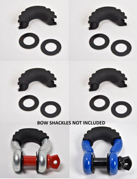 4x Isolator Kit Silencer anti Noise Bow Shackle 3/4" D-Ring Black Jeep Vibration