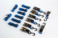 8 Pack 1 in. x 10 ft. Blue Ratchet Tie Down Motorcycle Strap 1300lbs 1x10 600Kg
