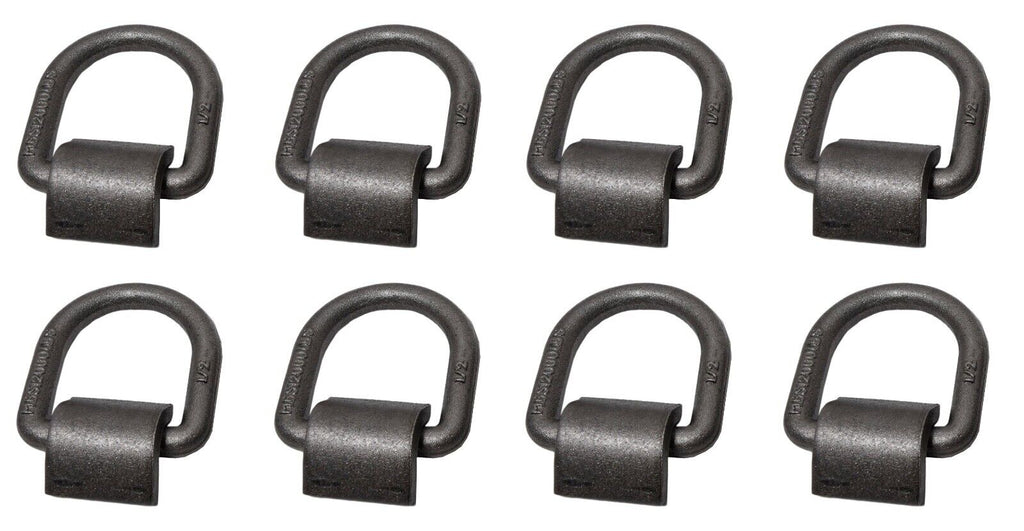 (8) Tie Down 1/2" D Ring Weld-On Flatbed Truck Trailer Ratchet Strap Cargo