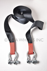 3" 6.5 TON Tow Strap 30ft+Bow Shackles winch sling off-road ATV UTV 4WD recover