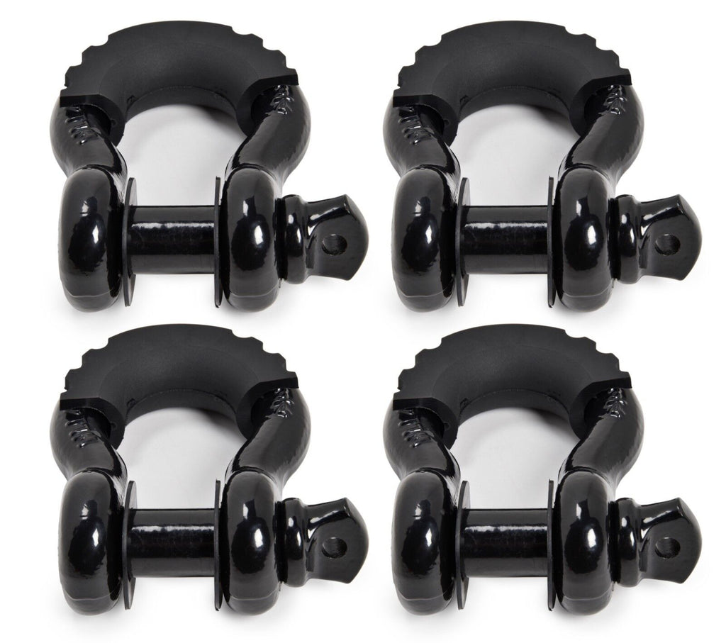 (4) 3/4" BLACK DRing Bow Shackle 10500lbs Pin & BLACK no noise vibration Reducer
