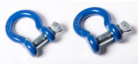 2x 1" D Ring Blue Bow Shackle Screw Pin Zinc Clevis Rigging Towing WLL 8.5Ton