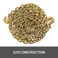 20ft Transport Tow Chain 3/8" G70 Tie Down Binder G7 w 2x Grade 70 Hooks Rigging