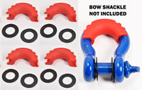 4x D-Ring Red Bow Shackle Isolator Jeep Towing Off Road 3/4" SILENCER Anti-Noise