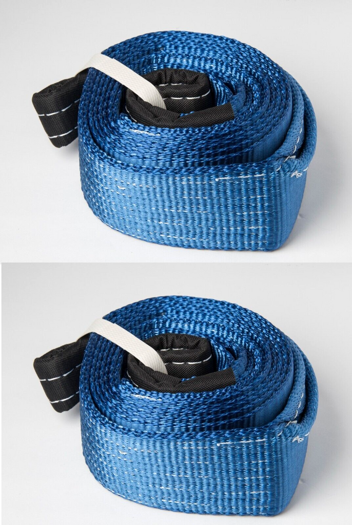 2x 3" BLUE 9T 20000lb Tow Strap 3x10 ft Winch tree saver rescue Snow Rigging