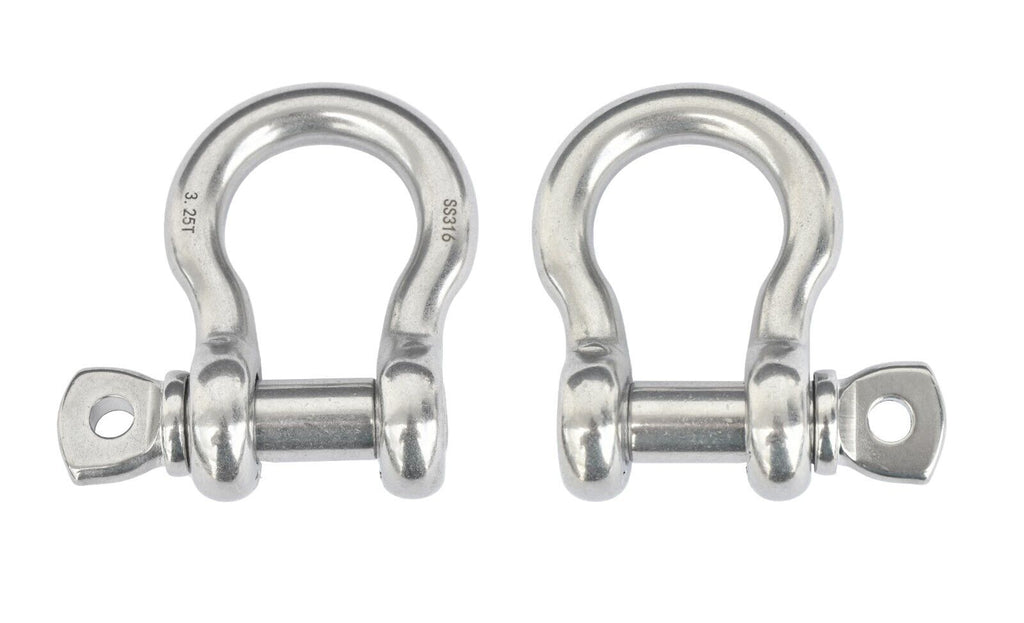 2x 5/8" Marine Bow Shackle Stainless Steel 316 Clevis D-Ring Sailboat Rigging